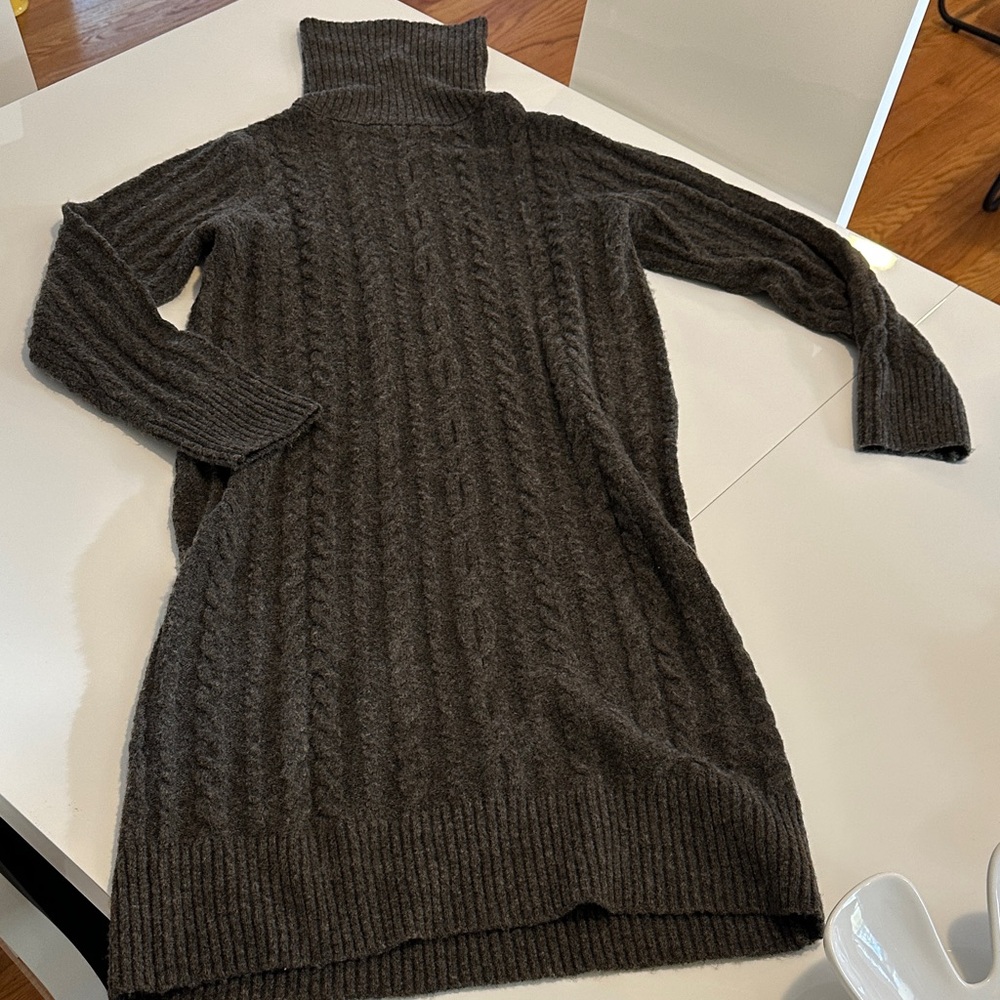 a new day Chocolate Brown Cable-Knit Turtleneck Sweater Dress BRAND NEW